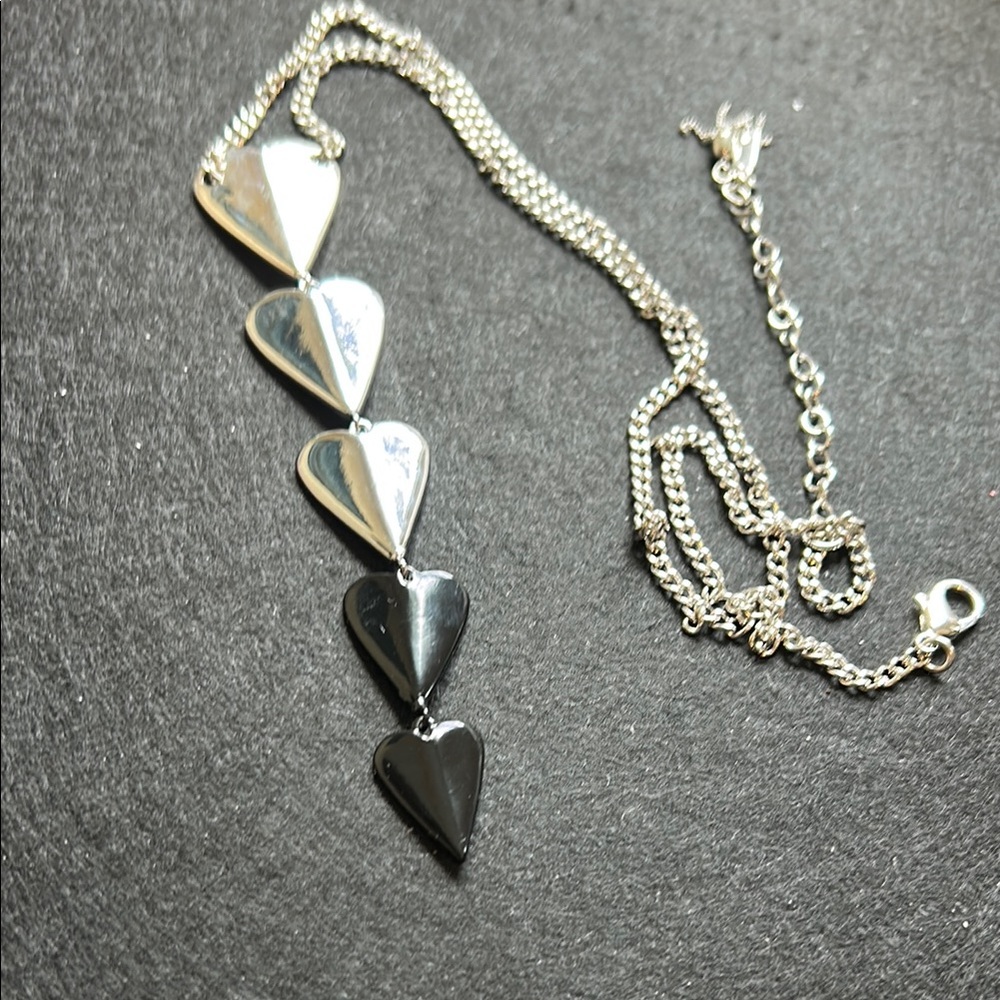 Elegant Silver and Black Heart Necklace